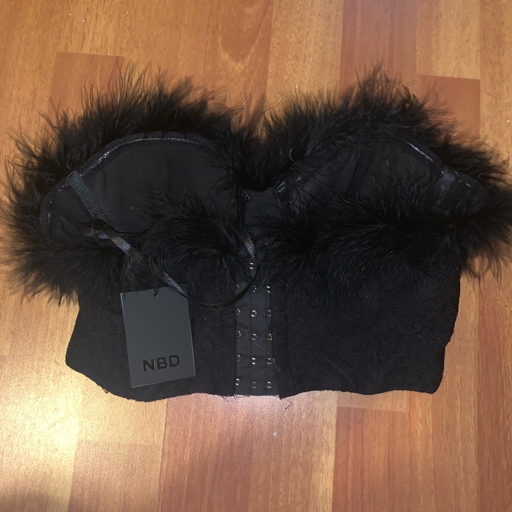 Revolve Black Feather Bustier - Picture 4 of 5